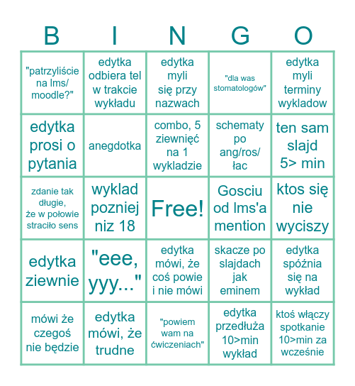 anatomia bingo Card