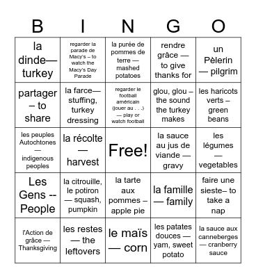 L'action de Grace Bingo Card