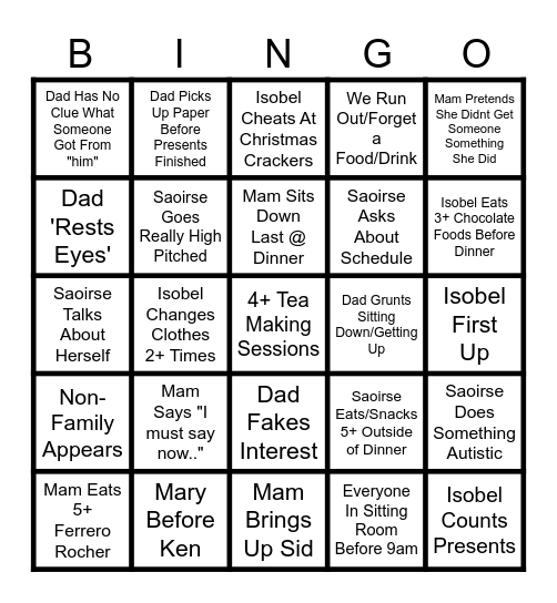 FAMILY Bingo Card