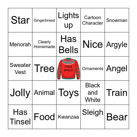 UGLY SWEATER BINGO Card
