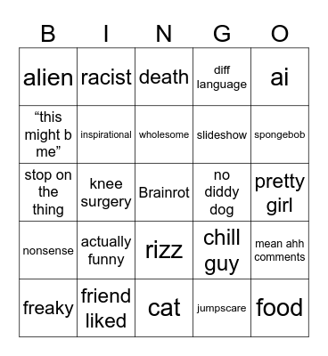 Insta Bingo Card