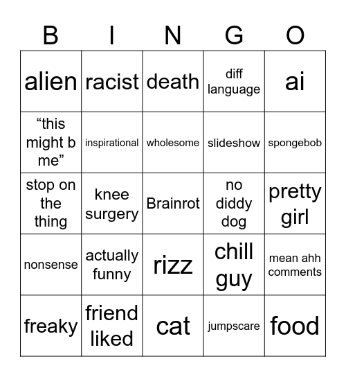 Insta Bingo Card