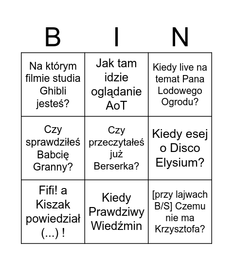 FAQ bez/oryginalności Bingo Card
