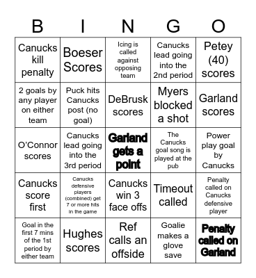Game Day Live Bingo Card