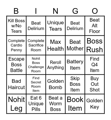 Ultimate Isaac Bingo+++ Bingo Card