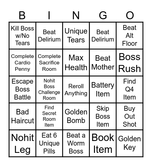 Ultimate Isaac Bingo+++ Bingo Card