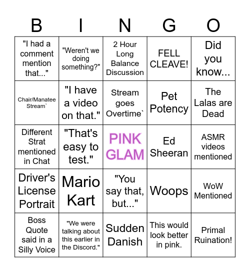 Caetsu Bingo Card