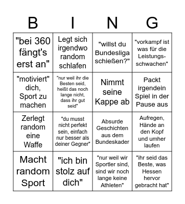 Das Bundestrainer Glenz Bingo Card