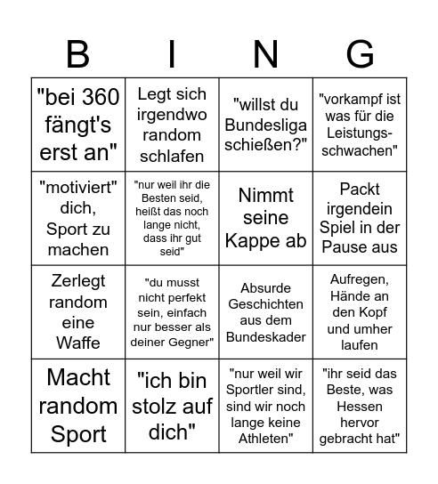 Das Bundestrainer Glenz Bingo Card