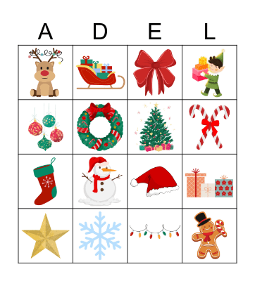 Adel Xmas Bingo Card