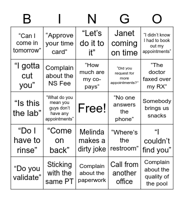 Office Bingo Card