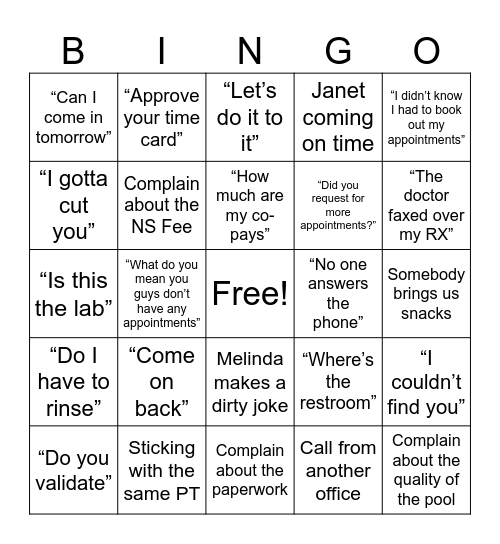 Office Bingo Card