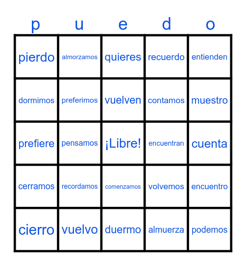¡PUEDO! Bingo Card