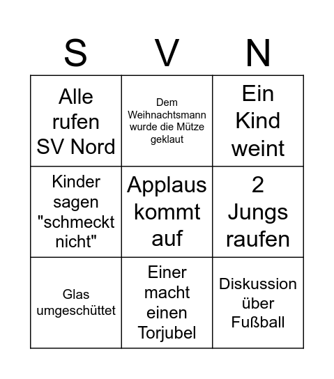 SV Nord Weihnachtsfeier Bingo Card