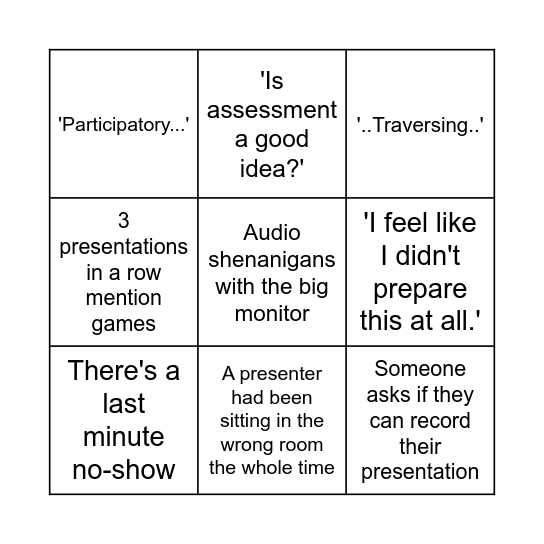 (is) XPUB2 ASSESSMENT BINGO (a good idea?) Bingo Card