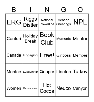 WELD Bingo Card