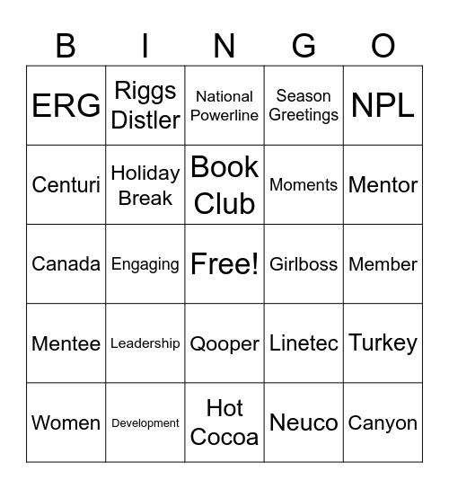 WELD Bingo Card