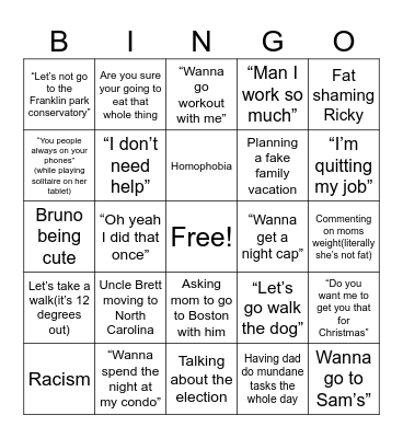 Thanksgiving bingo Card