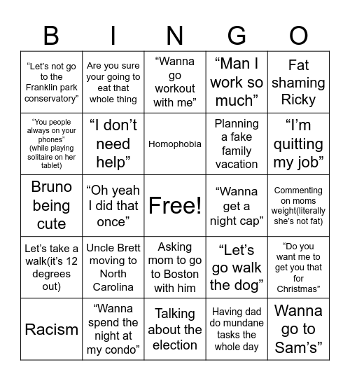 Thanksgiving bingo Card