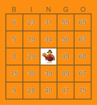 Thanksgiving Bingo Card