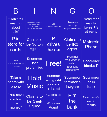 Scammer Tears Bingo Card