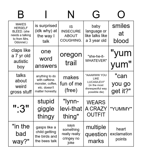 SAMDIEBIMGO Bingo Card