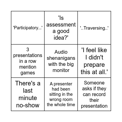 (is) XPUB2 ASSESSMENT BINGO (a good idea?) Bingo Card