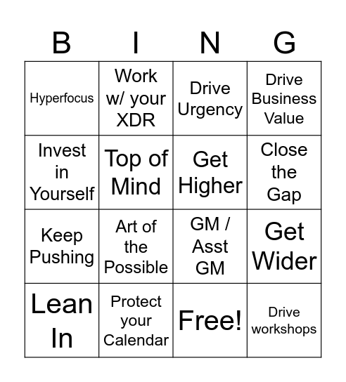 QBR Bingo Card