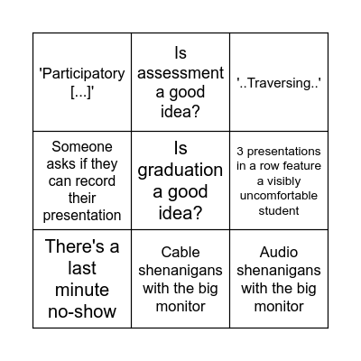 (is) XPUB2 ASSESSMENT BINGO (a good idea?) Bingo Card