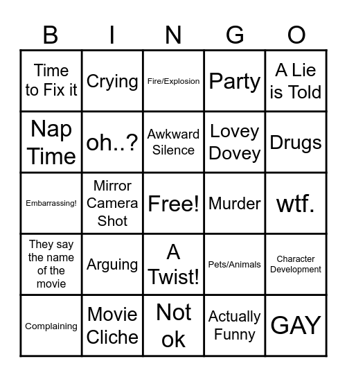 Movie Bingo Card