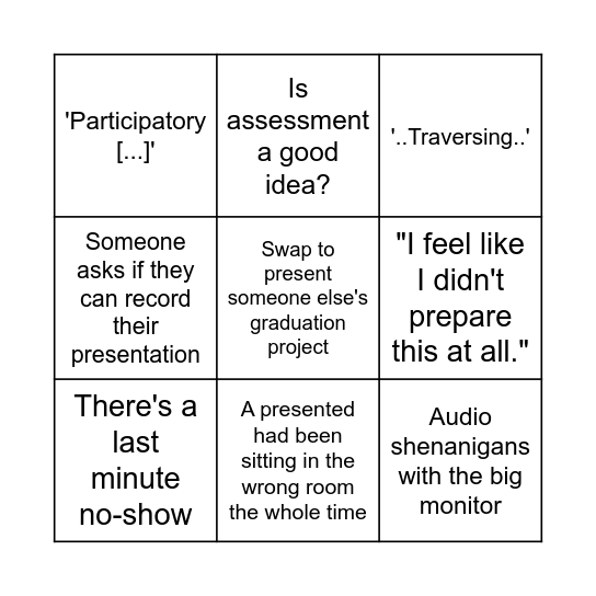 (is) XPUB2 ASSESSMENT BINGO (a good idea?) Bingo Card