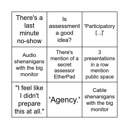 (is) XPUB2 ASSESSMENT BINGO (a good idea?) Bingo Card