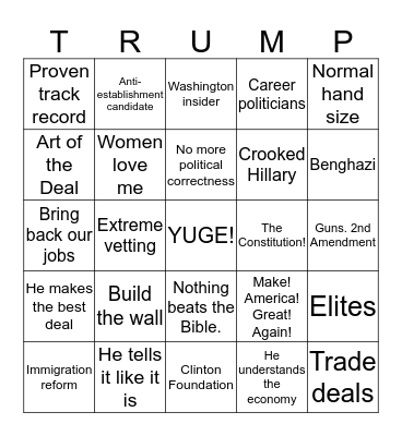 Trump Supporter Bingo! Bingo Card