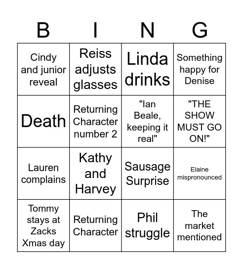 EE Christmas Bingo Card