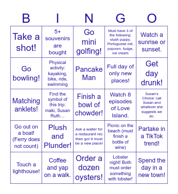 Cape Cod 25 Bingo Card