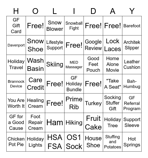 Good Feet D1 Bingo Card