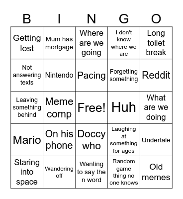 Josh Lucas Bingo Card