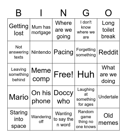 Josh Lucas Bingo Card