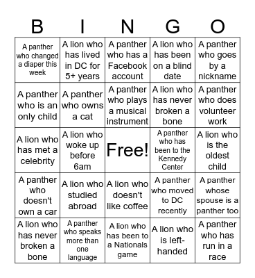 Friends Off The Field Bingo Card