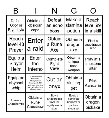 Easy Bingo OSRS Echo Leagues Bingo Card