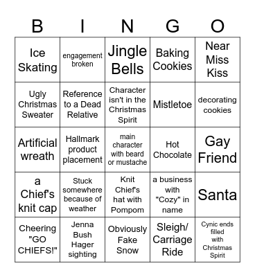 CHIEF'S HALLMARK CHRISTMAS MOVIE Bingo Card