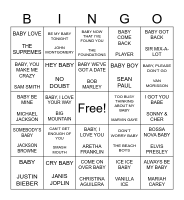 Baby Bingo Card