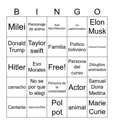 ETICA Bingo Card