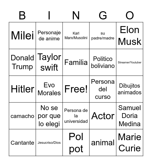 ETICA Bingo Card