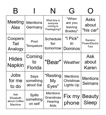 Charlie Bingo Card