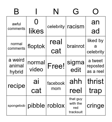 instagram reels Bingo Card