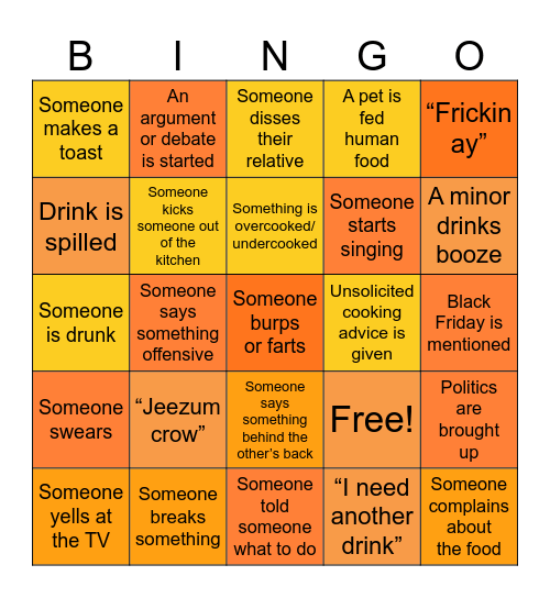 Thanksgiving Bingo Card