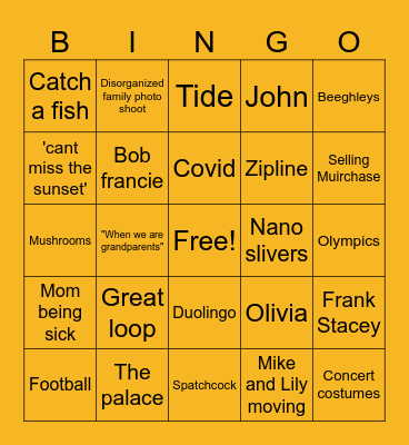 Thanksgiving 2024 Bingo Card