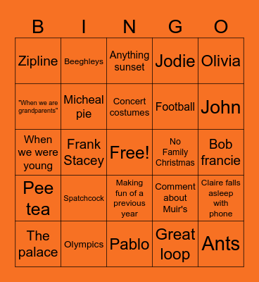 Thanksgiving 2024 Bingo Card