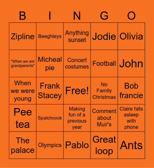 Thanksgiving 2024 Bingo Card